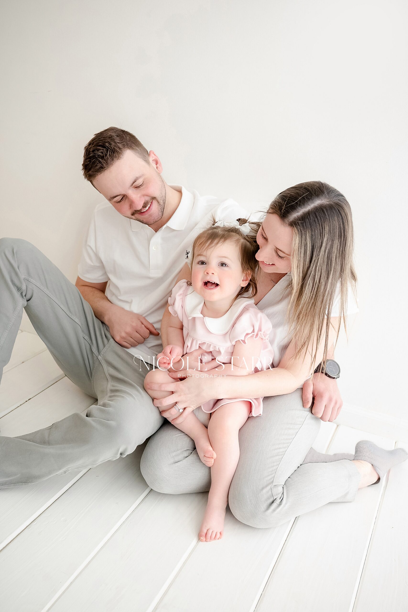 family of three during Saratoga Springs milestone session