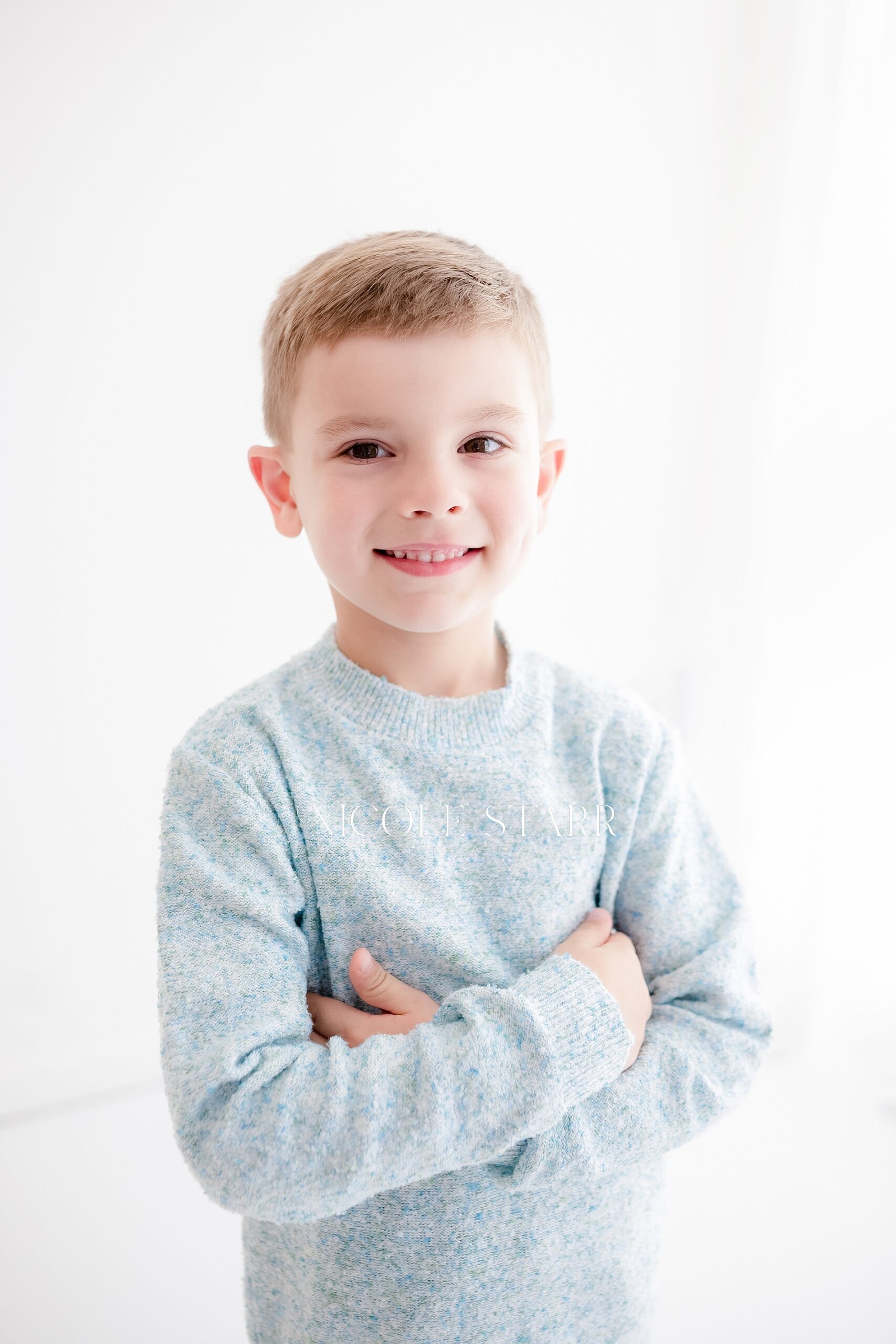 milestone portraits of 5 year old in studio