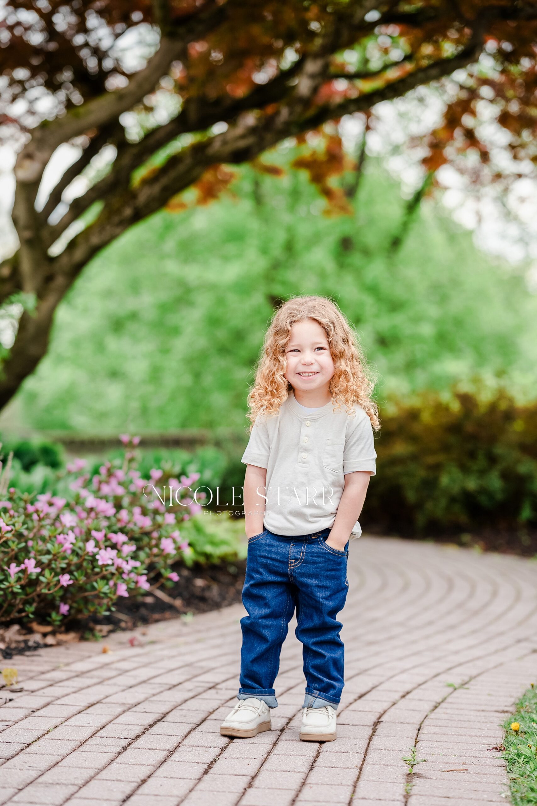 little boy on Skidmore college campus for Playful family portraits