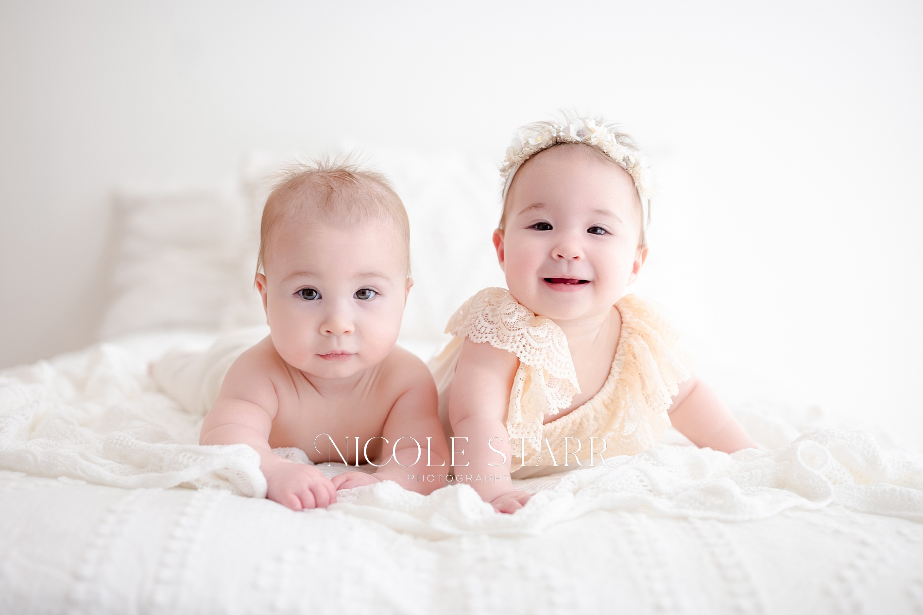 Timeless Studio Milestone Portraits for Twins