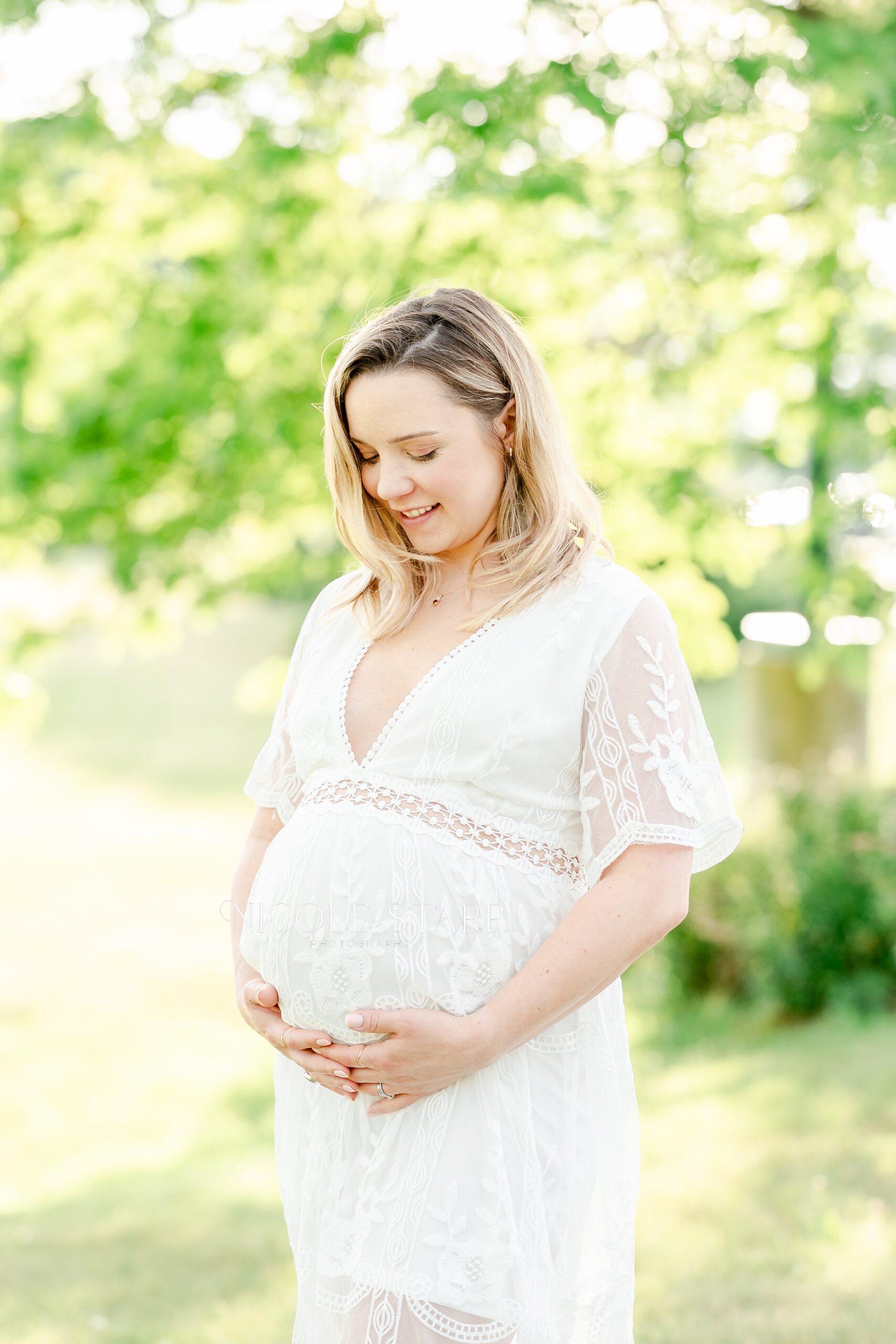Golden Maternity Portraits in Saratoga Springs with expectant mom
