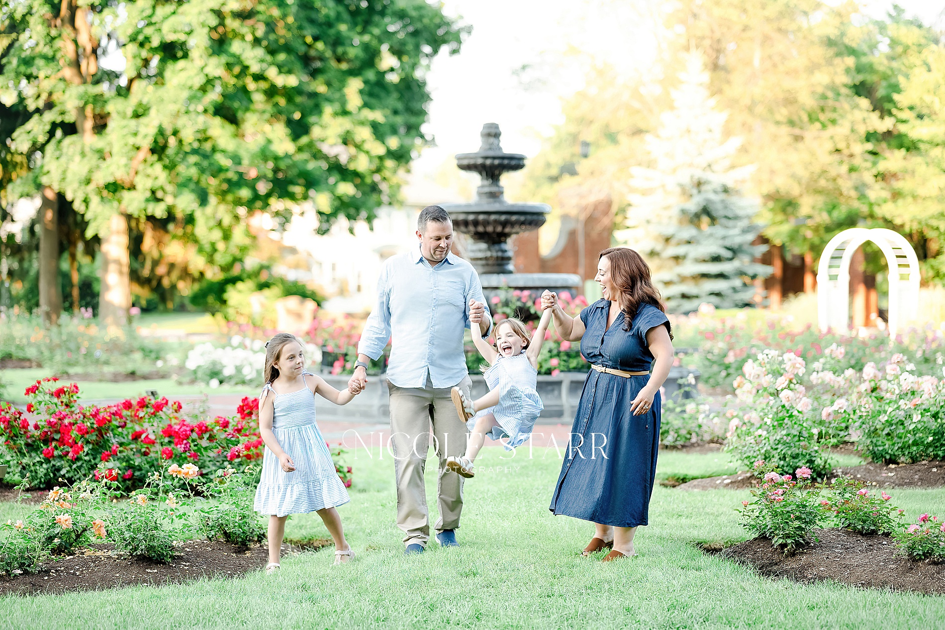 Sun-Soaked Family Portraits in the Rose Garden with Schenectady Family Photographer