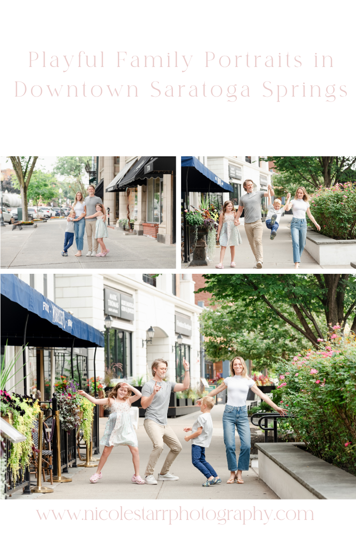 Playful Family Portraits in Downtown Saratoga Springs