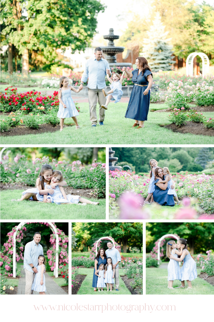 Sun-Soaked Family Portraits in the Rose Garden with Schenectady Family Photographer