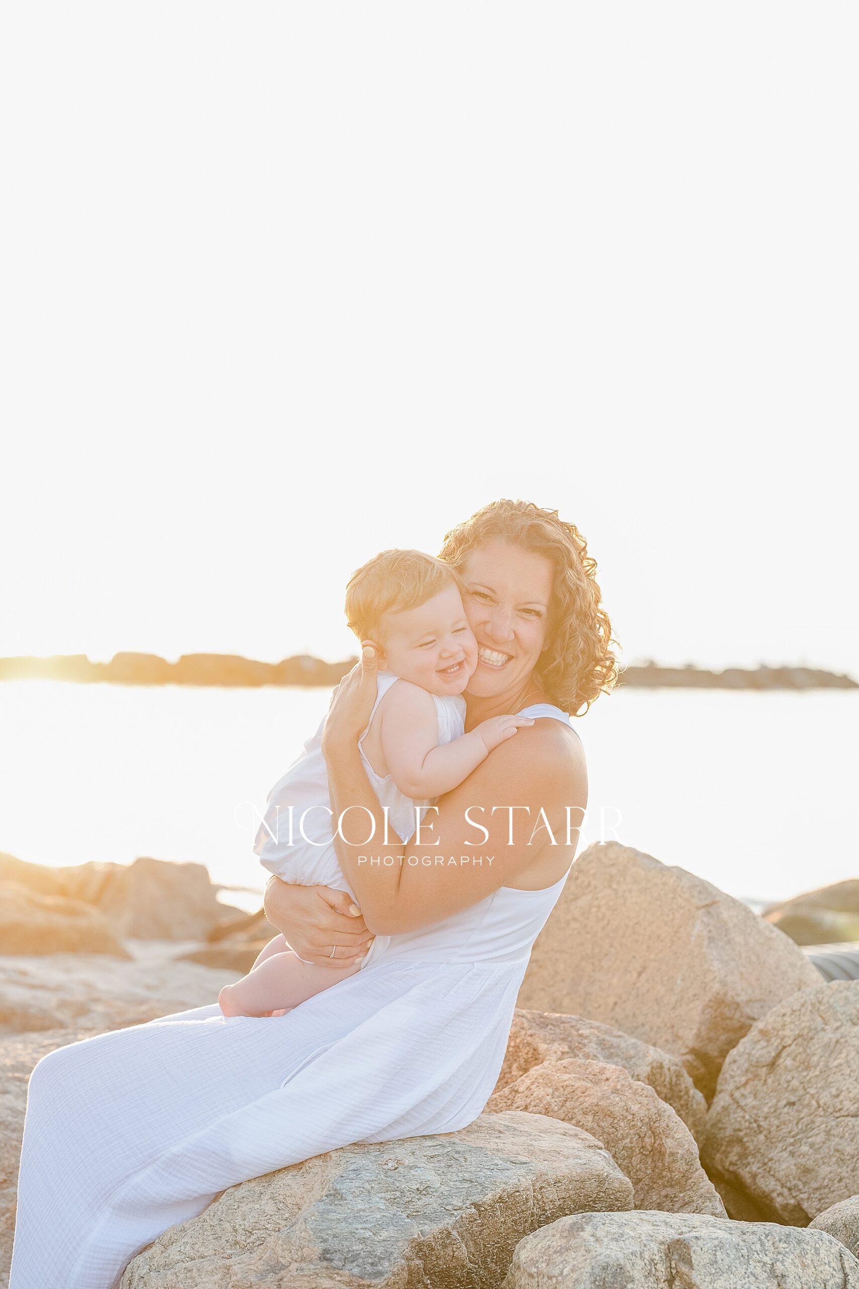 sunset milestone session on the beach in Cape cod with mother and daughter